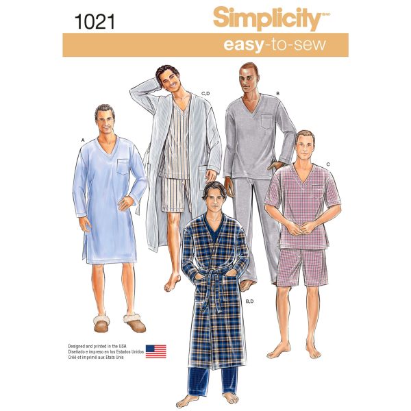 Simplicity Sewing Pattern 1021 Men's Classic Pyjamas & Robe