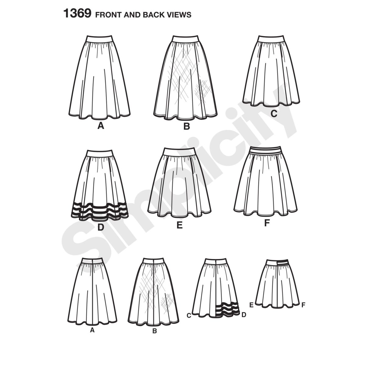 Simplicity Sewing Pattern 1369 Misses' Skirts in Three Lengths