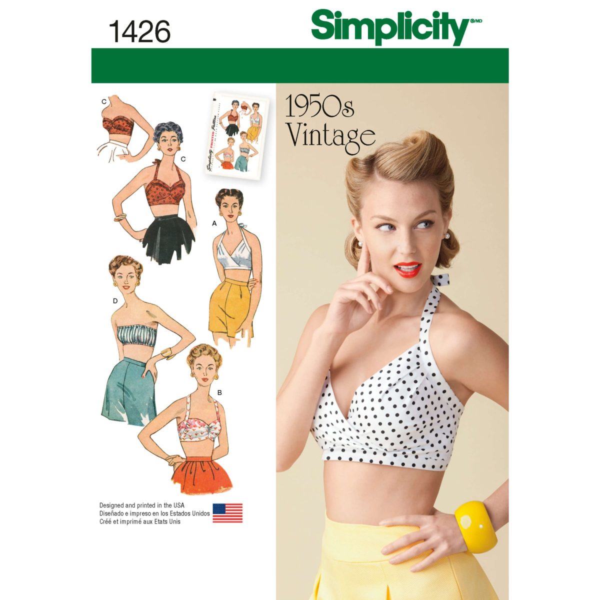 Simplicity Sewing Pattern 1426 Misses' Vintage 1950's Bra Tops