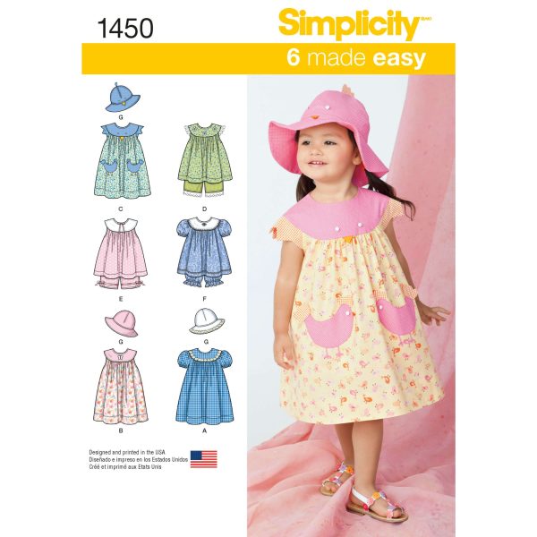 Simplicity Sewing Pattern 1450 Toddlers' Dress, Top, Panties and Hat