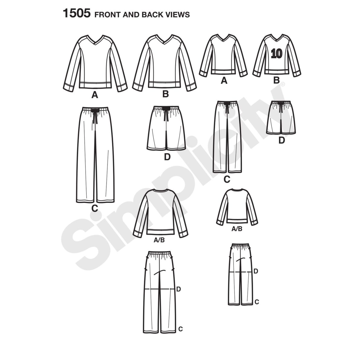 Simplicity Sewing Pattern 1505 Husky Boys' & Big & Tall Men's Tops and Trousers