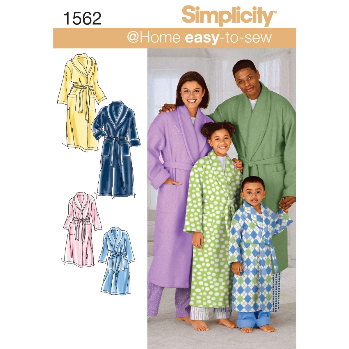 Simplicity Sewing Pattern 1562 Child's, Teens' and Adults' Robe and Belt