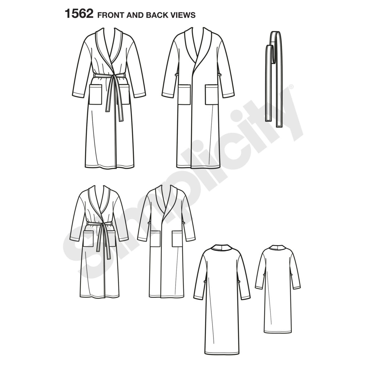 Simplicity Sewing Pattern 1562 Child's, Teens' and Adults' Robe and Belt