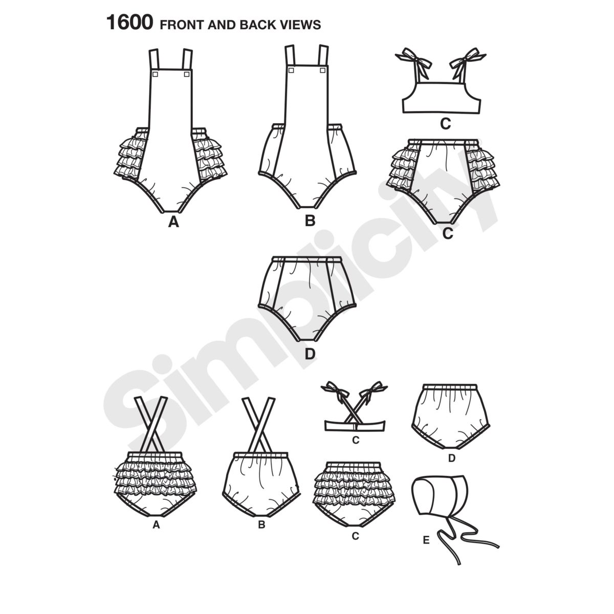 Simplicity Sewing Pattern 1600 Babies' Vintage Romper Set