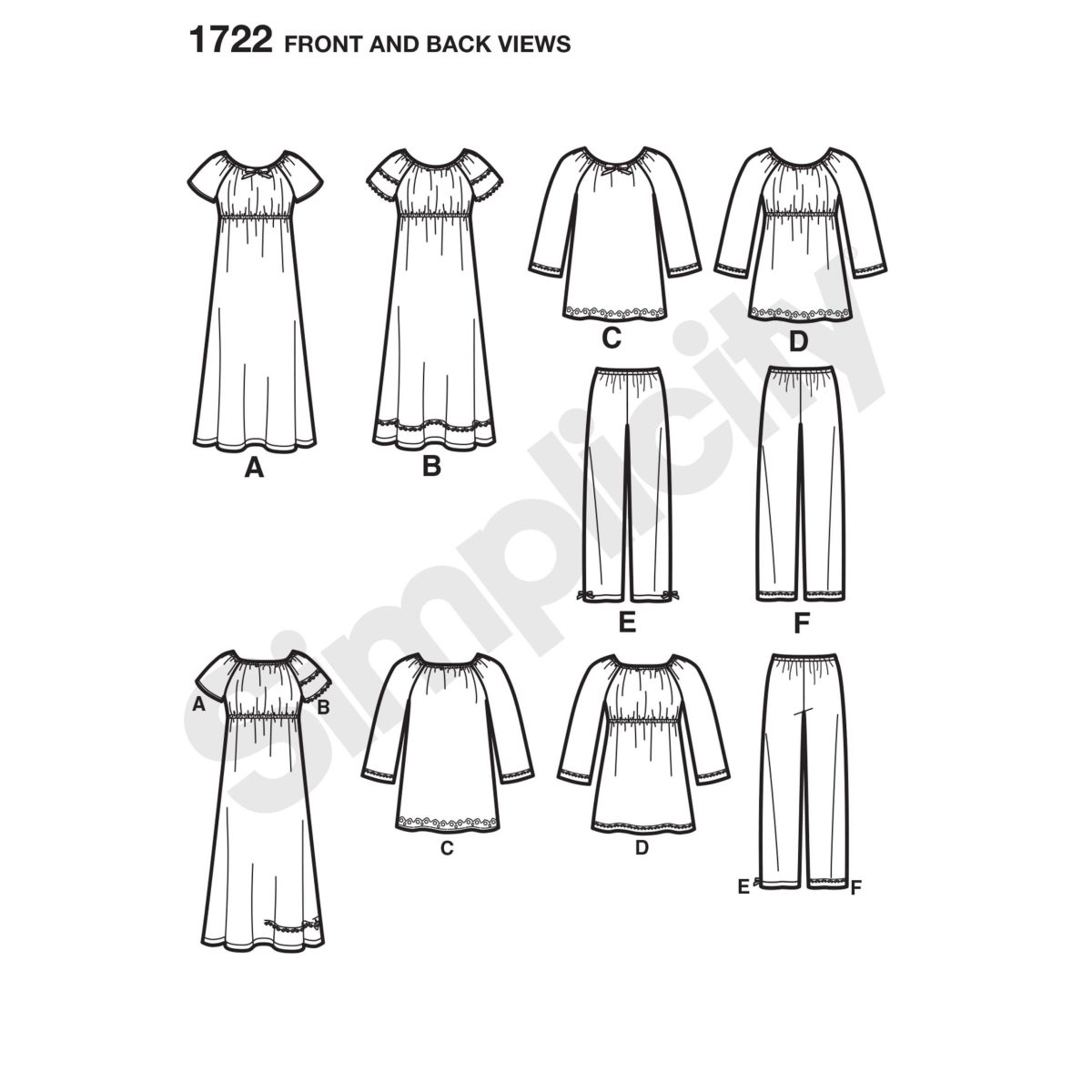 Simplicity Sewing Pattern 1722 Learn to Sew Child's and Girl's Loungewear