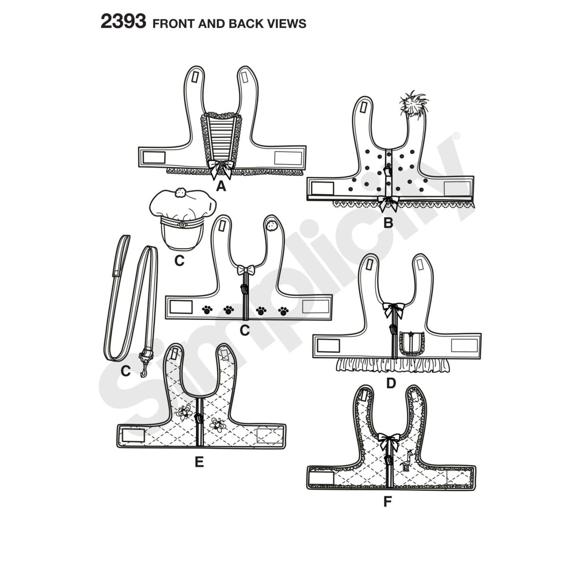 Simplicity Sewing Pattern 2393 Dog Clothes