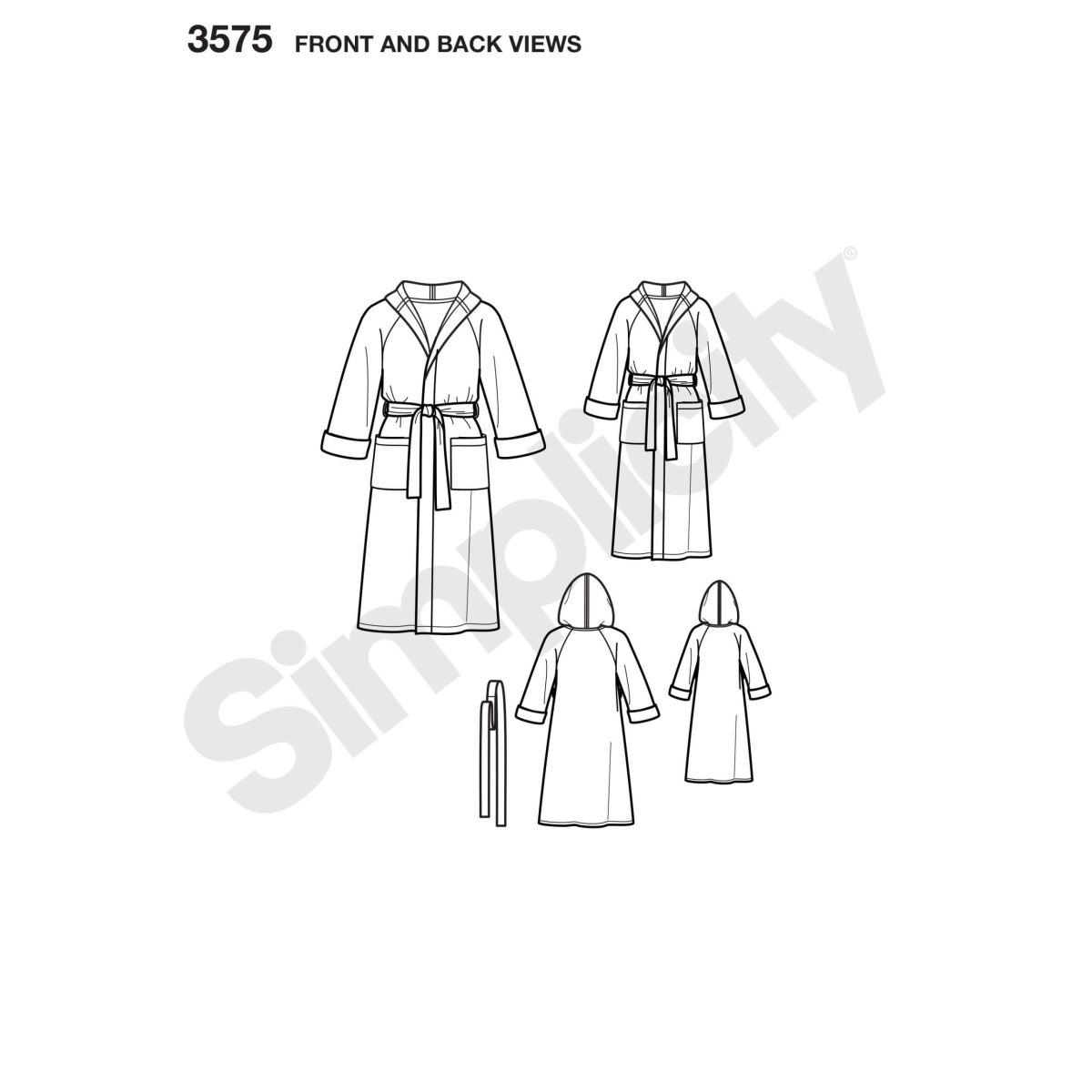 Simplicity Sewing Pattern 3575 Unisex Child, Teen and Adult Robe