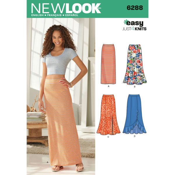New Look Sewing Pattern N6288 Misses' Pull on Knit Skirts