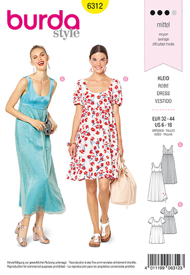Burda Style Pattern 6312 Misses' ballet neckline dress
