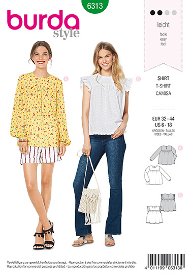 Burda Style Pattern 6313 Misses' babydoll top