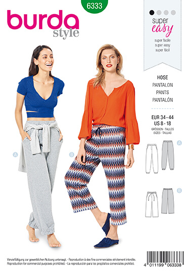 Burda Style Pattern 6333 Misses' jogging pant