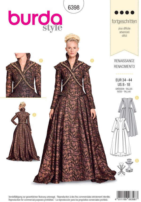 Burda Style Pattern B6398 Women's Renaissance Dress