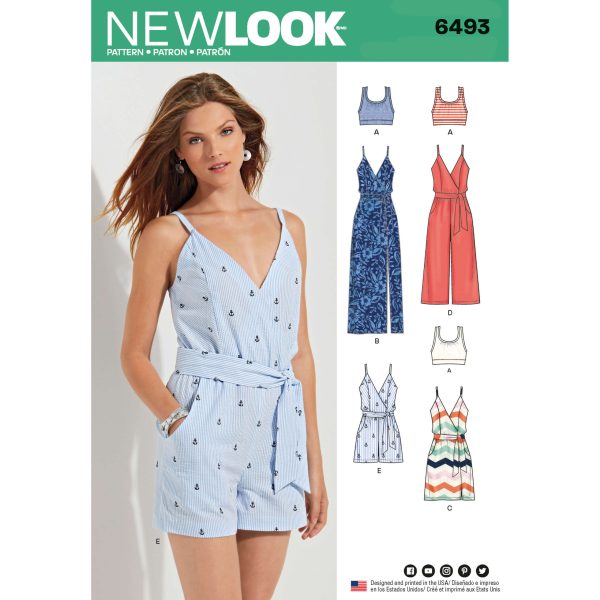 New Look Pattern 6493 Misses' Jumpsuit and Dress in Two Lengths with Bralette