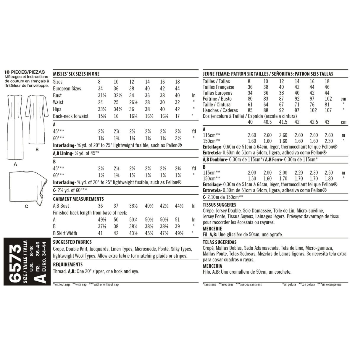 New Look Pattern 6573 Misses' Dress and Wrap