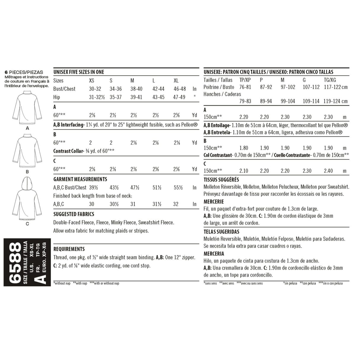 New Look Pattern 6588 Unisex Tops