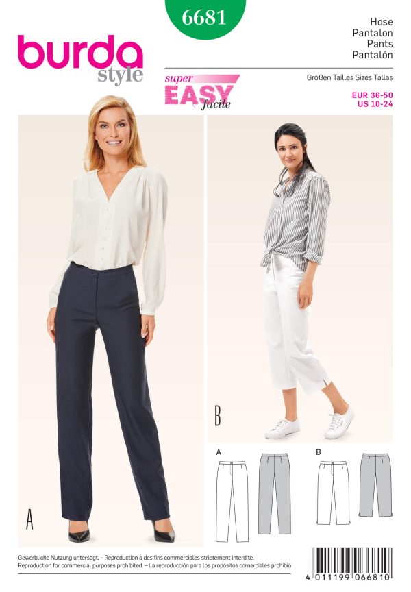 Burda B6681 Women's Trousers Sewing Pattern