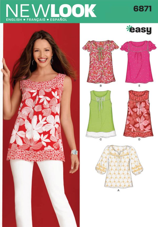 New Look Sewing Pattern N6871 Misses' Tops