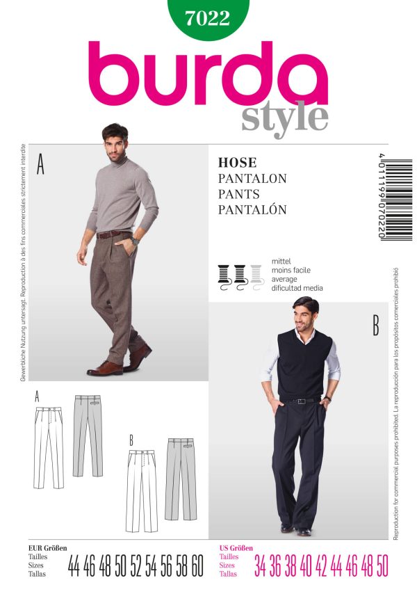 Burda B7022 Burda Style Trousers Sewing Pattern