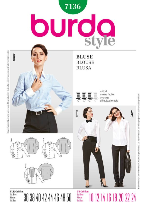 Burda B7136 Blouse Sewing Pattern