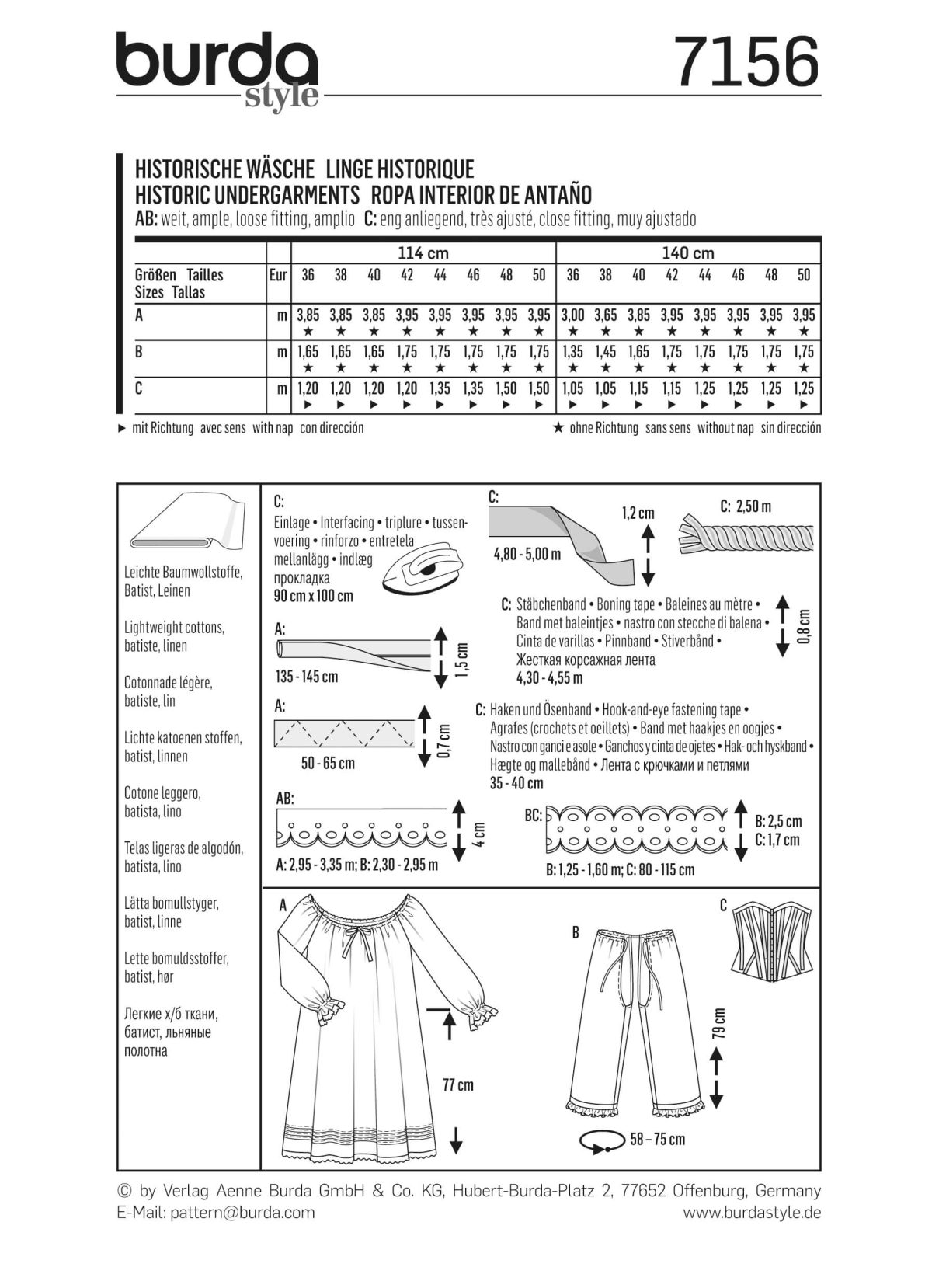 Burda B7156 Burda Style Historic Undergarments