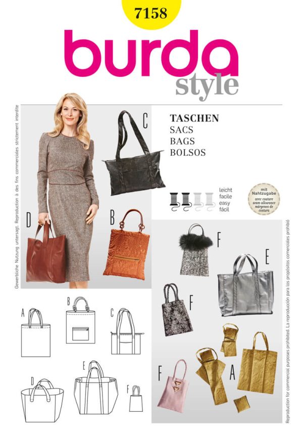 Burda B7158 Shopping Bag Sewing Pattern