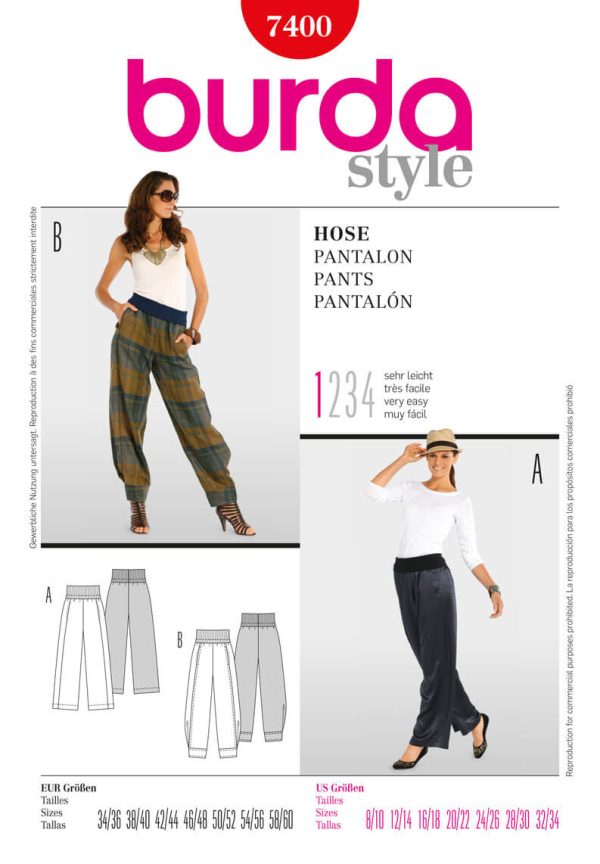 Burda Style B7400 Trousers Sewing Pattern