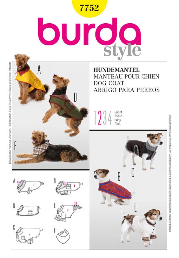 Burda B7752 Dog Coat Sewing Pattern