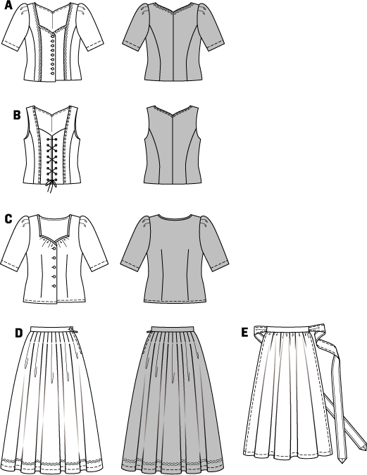 Burda B7870 Dirndl Dress Sewing Pattern