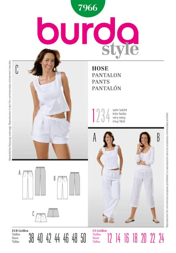 Burda B7966 Trousers Sewing Pattern