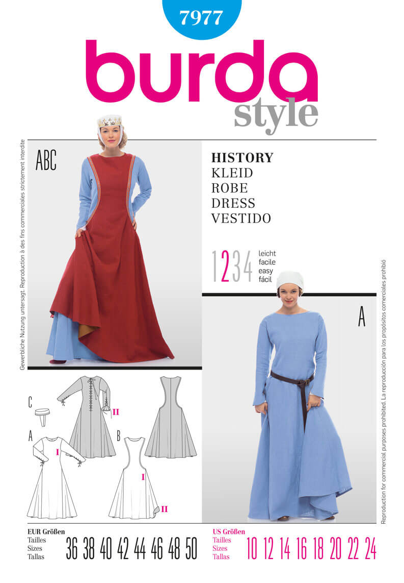 Burda B7977 History Dress Sewing Pattern