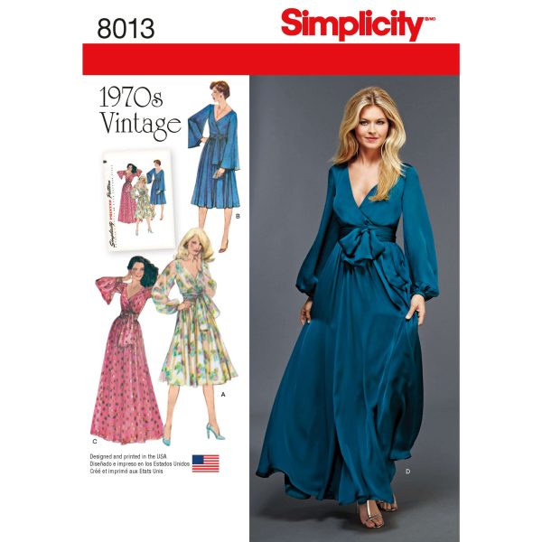 Simplicity Sewing Pattern S8013 Misses' Vintage 1970's Dresses'