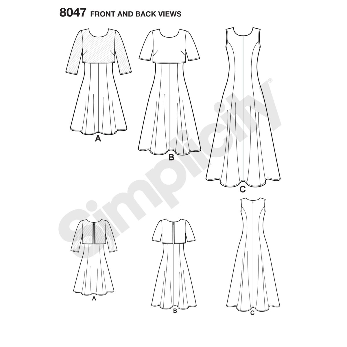 Simplicity Sewing Pattern Amazing Fit 8047 Misses Dress in Slim, Average & Curvy Fit
