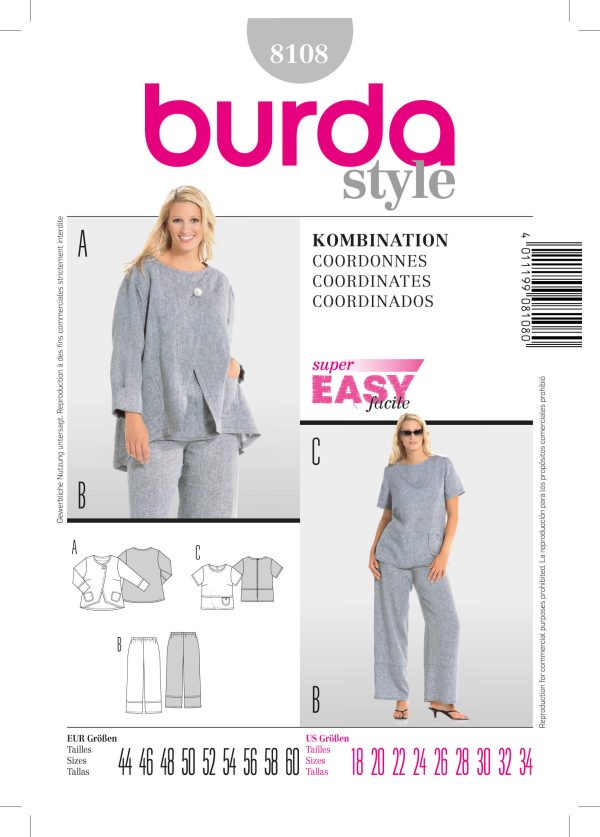Burda B8108 Coordinates Sewing Pattern