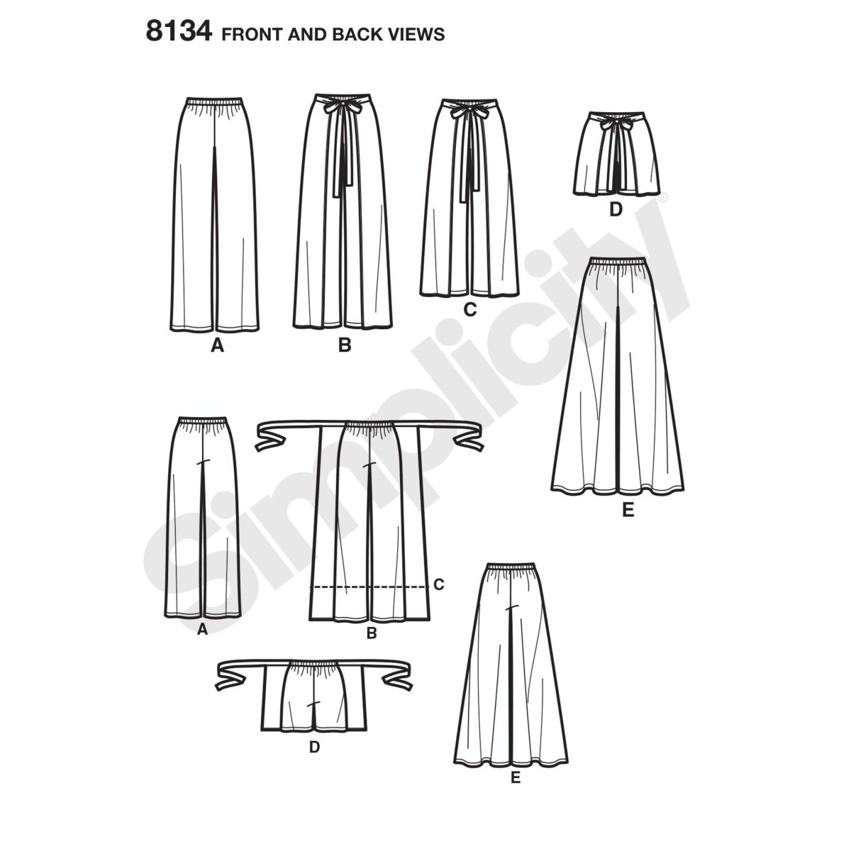 Simplicity Pattern 8134 Misses' Easy-to-Sew Trousers and Shorts