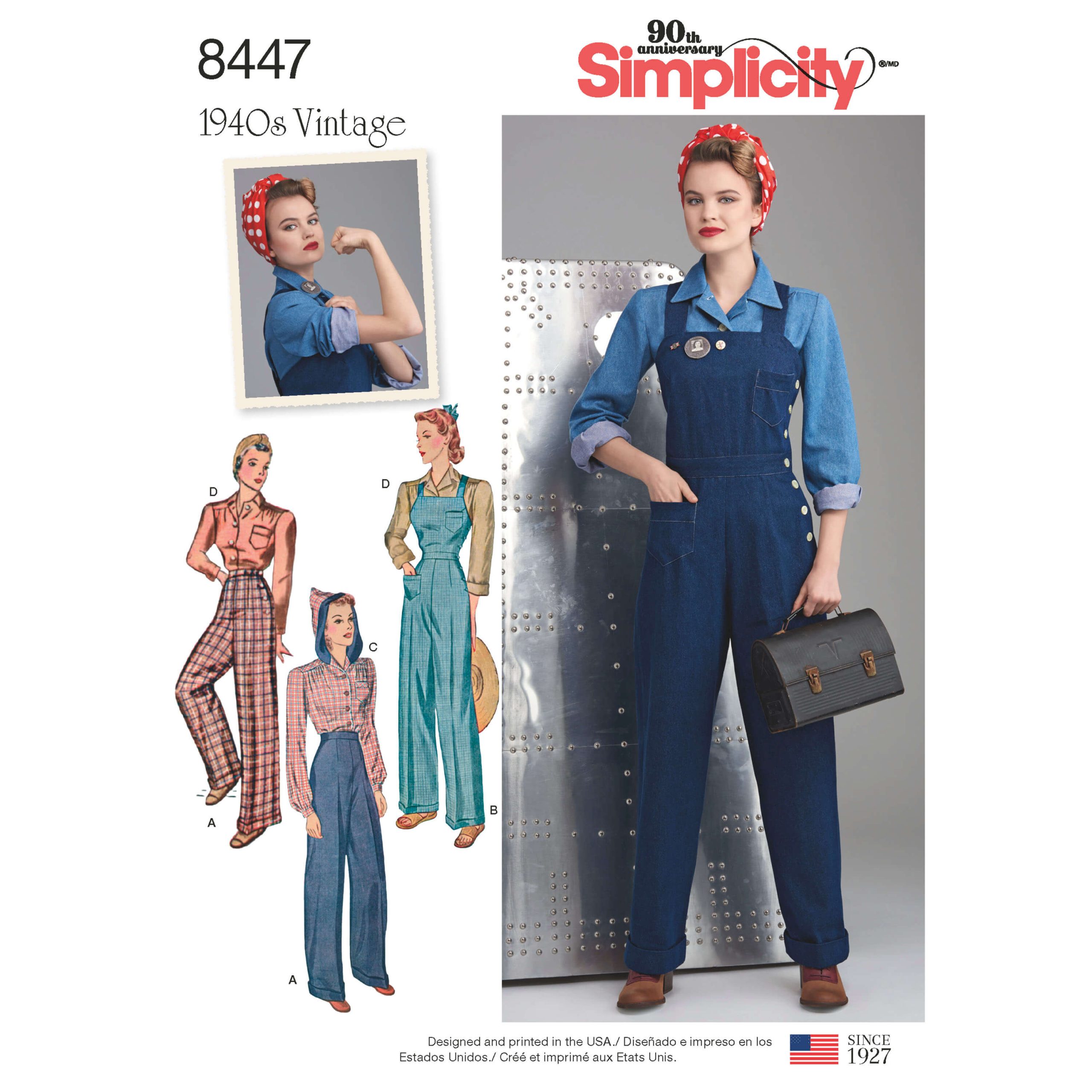Simplicity Sewing Pattern S8447 Women's Vintage Trousers, Overalls and Blouses