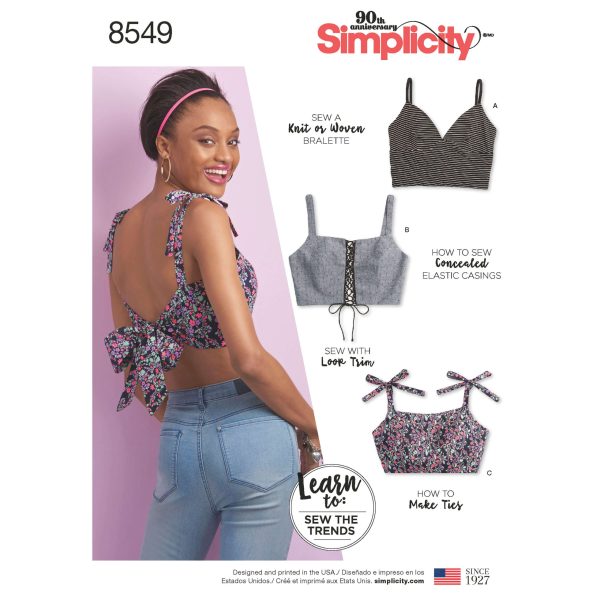 Simplicity Pattern 8549 Misses' Bra Tops