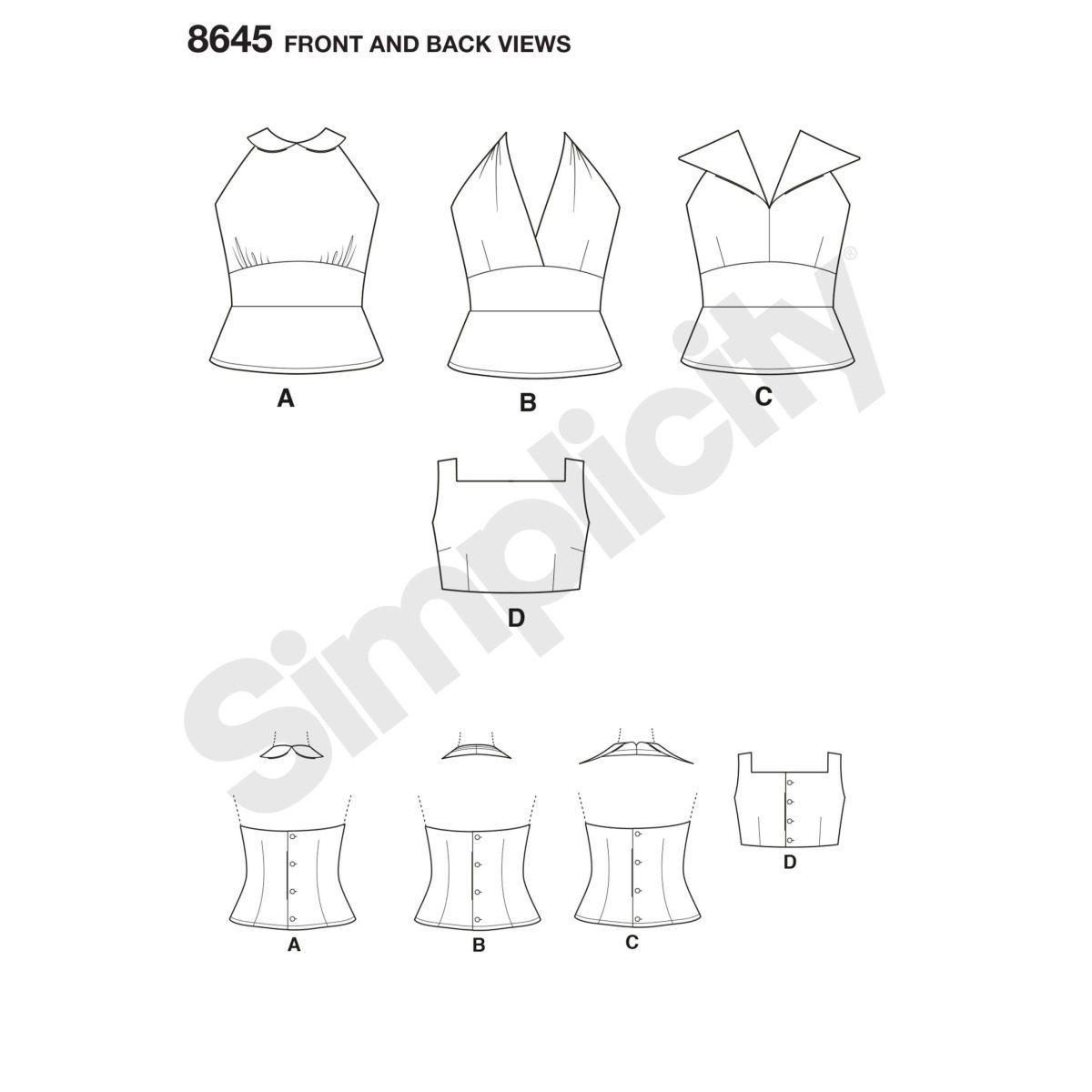 Simplicity Sewing Pattern 8645 Misses' Vintage Tops