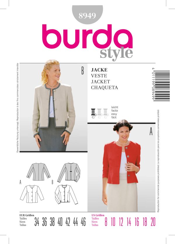 Burda B8949 Burda Style, Jacket