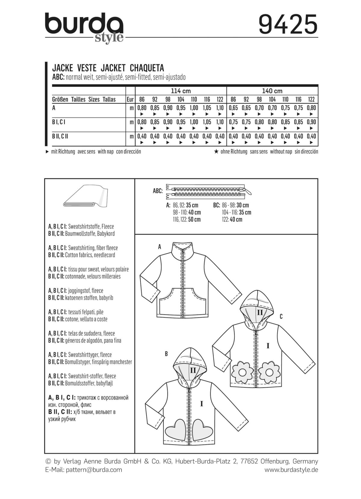 Burda Style B9425 Toddlers Sewing Pattern