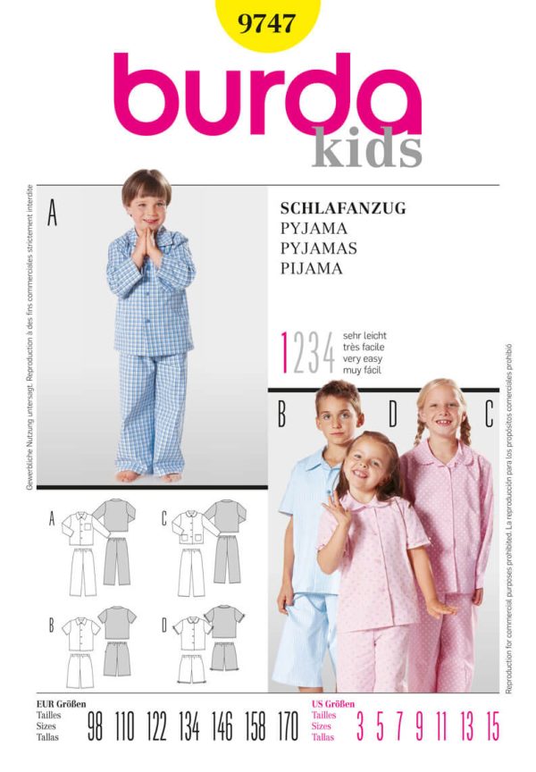 Burda B9747 Pyjamas Sewing Pattern