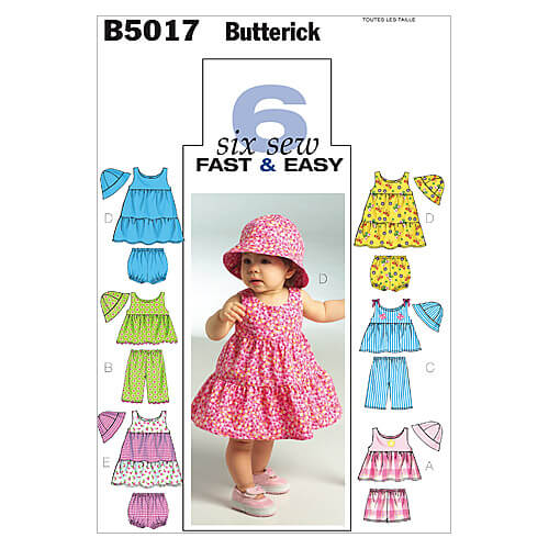 Butterick Sewing Pattern B5017 Infants' Top, Dress, Panties, Shorts, Pants and Hat