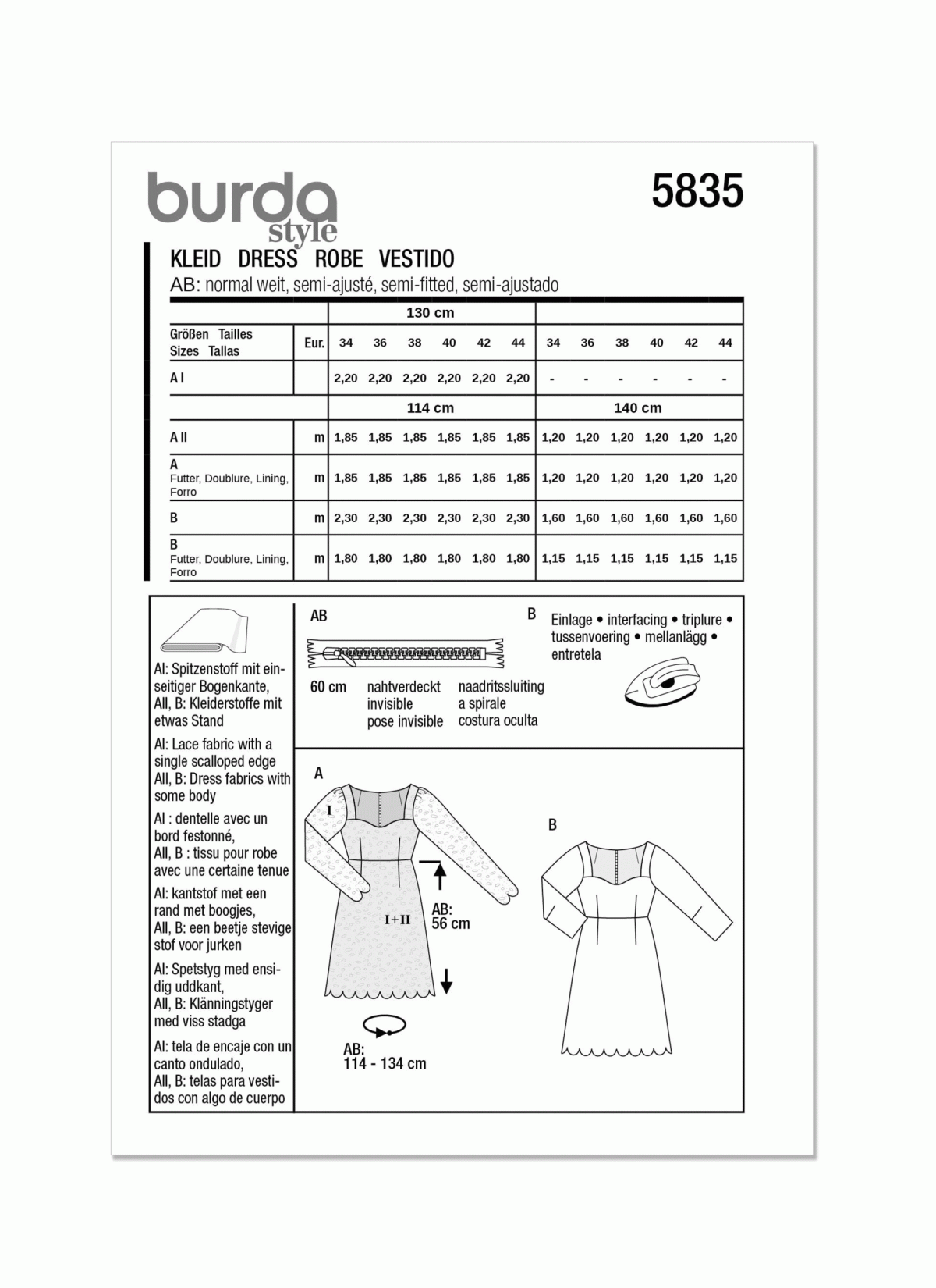 Burda Style Pattern B5835 Misses' Dress