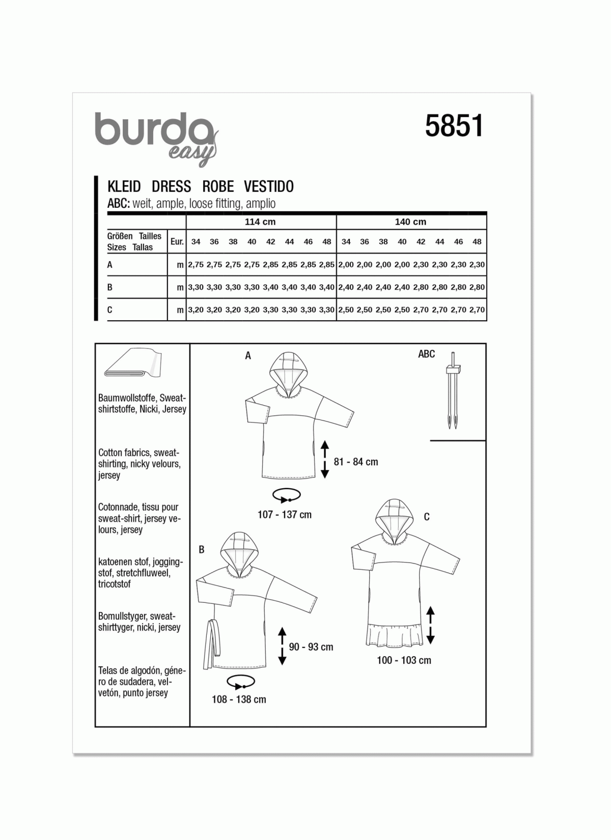 Burda Style Pattern B5851 Misses' Dress