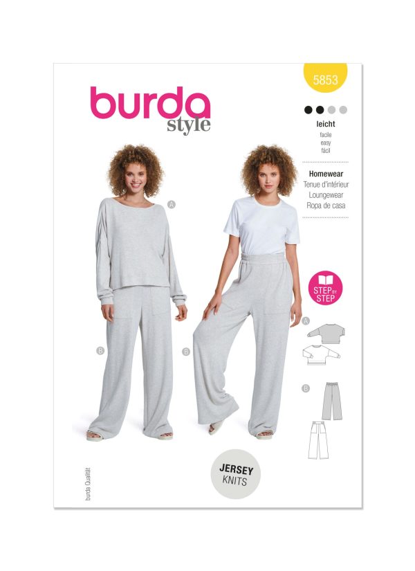 Burda Style Sewing Pattern B5853 Misses' Top and Jogger Bottoms