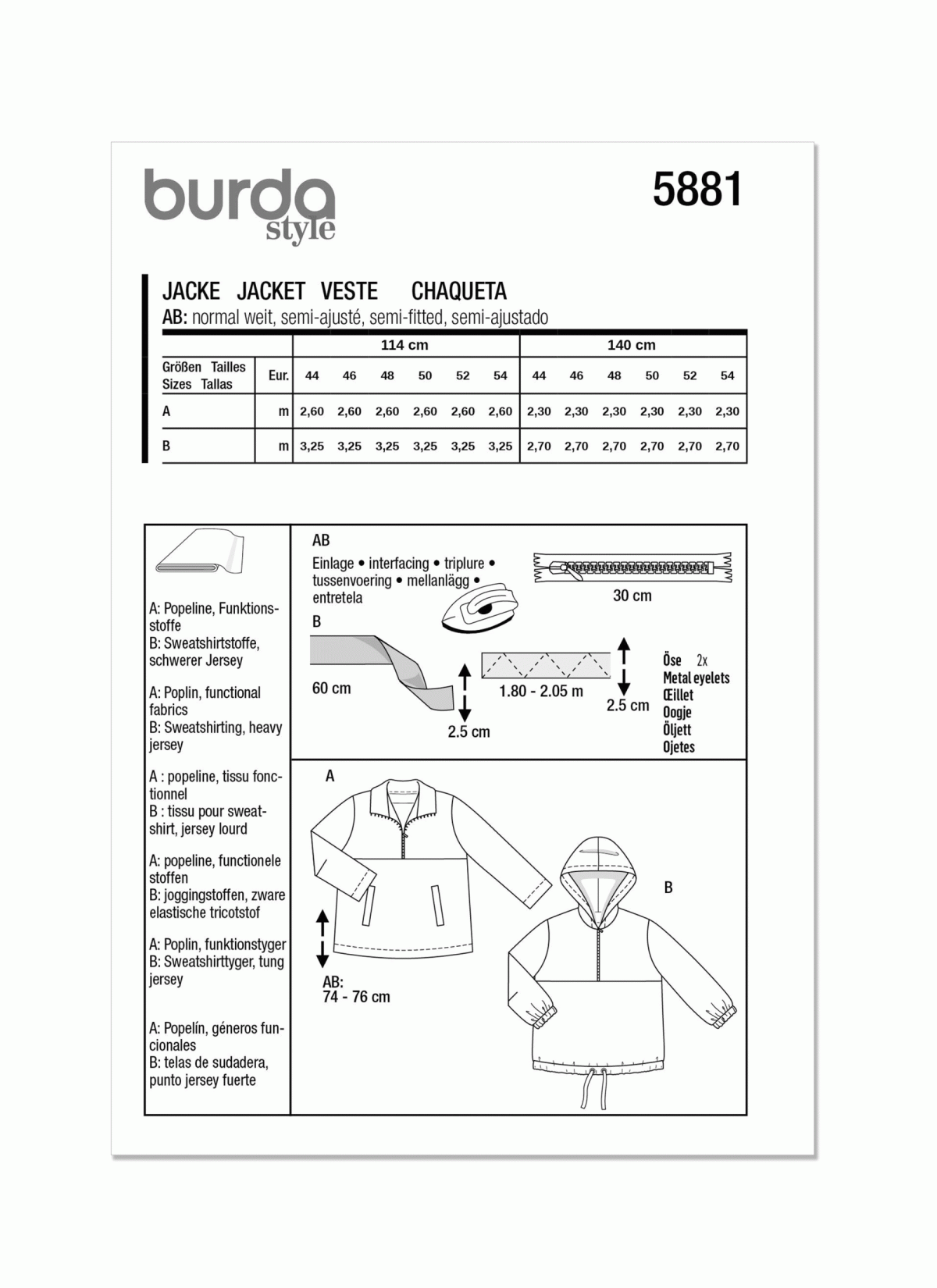 Burda Style Pattern B5881 Misses' Jacket
