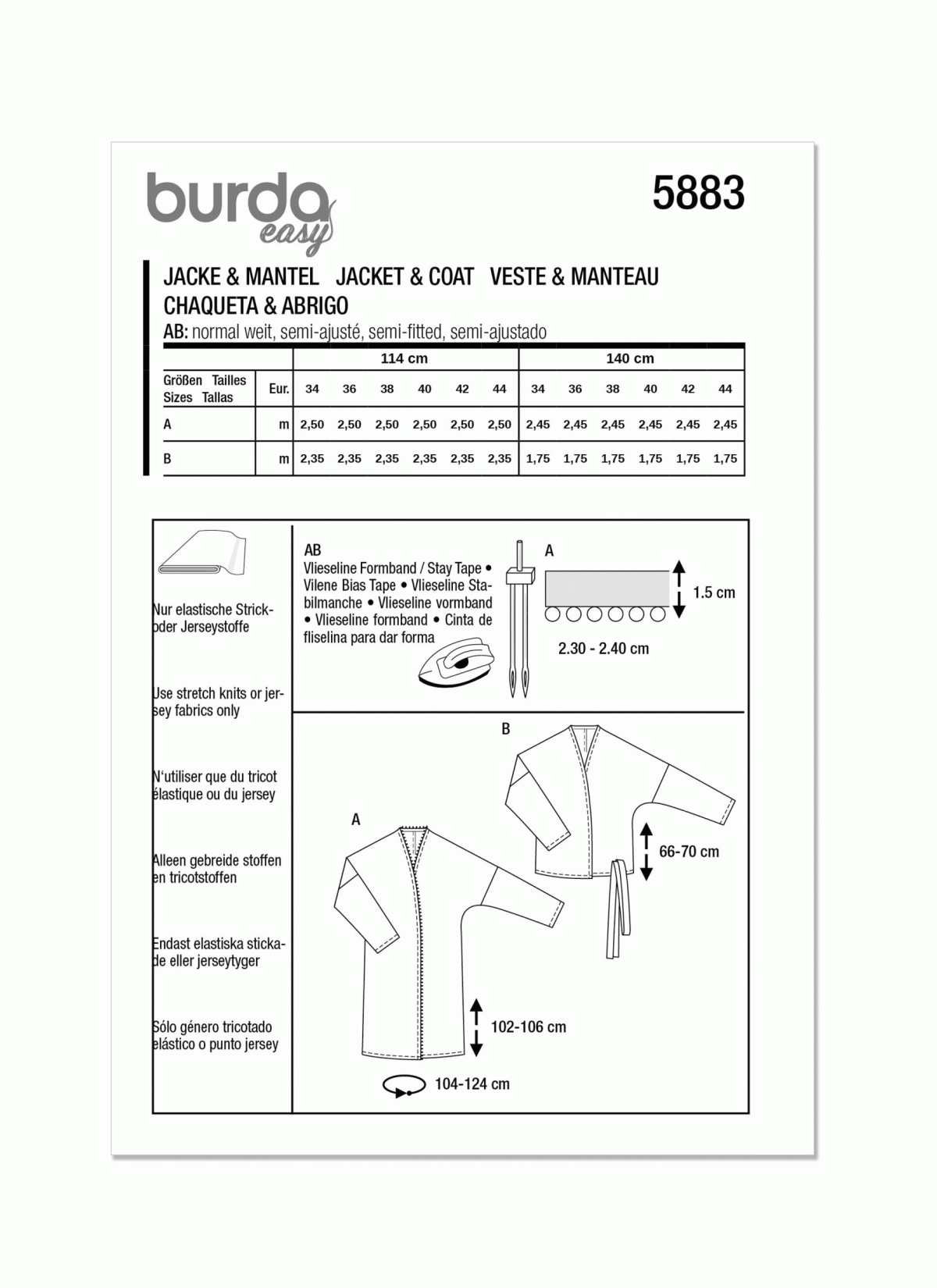 Burda Style Pattern B5883 Misses' Jacket & Coat