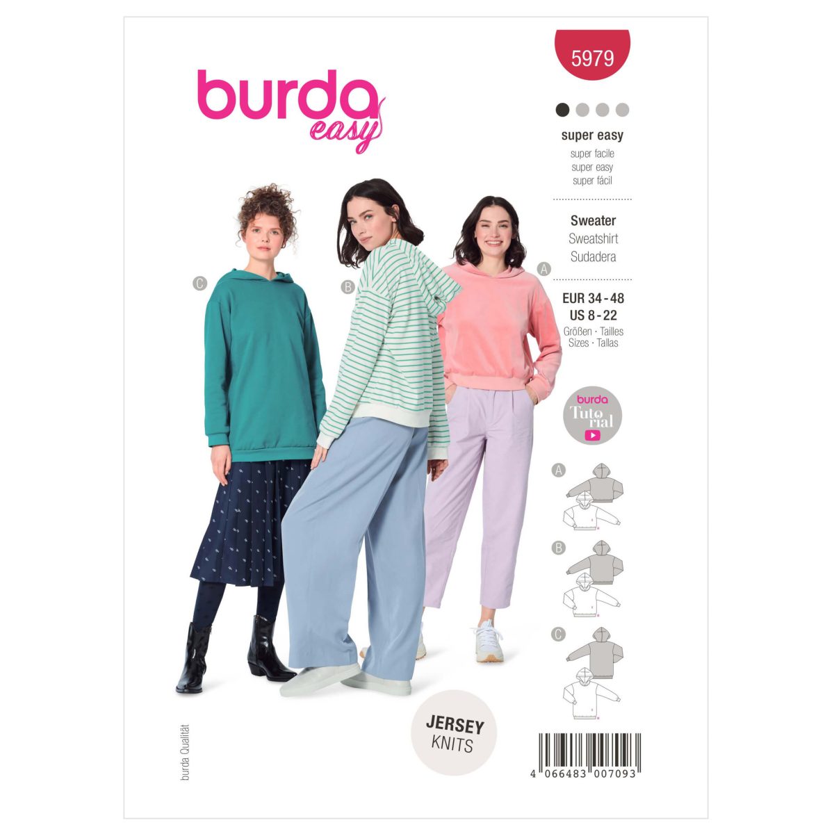 Burda Style Pattern 5979 Misses' Hoodie Tops