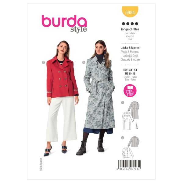 Burda Style Pattern 5984 Misses' Jacket and Trench Coat