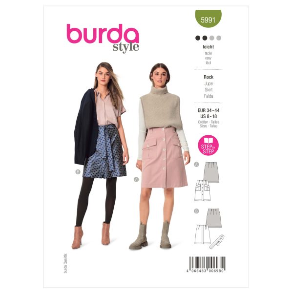 Burda Style Pattern 5991 Misses' Front Fastening Skirt
