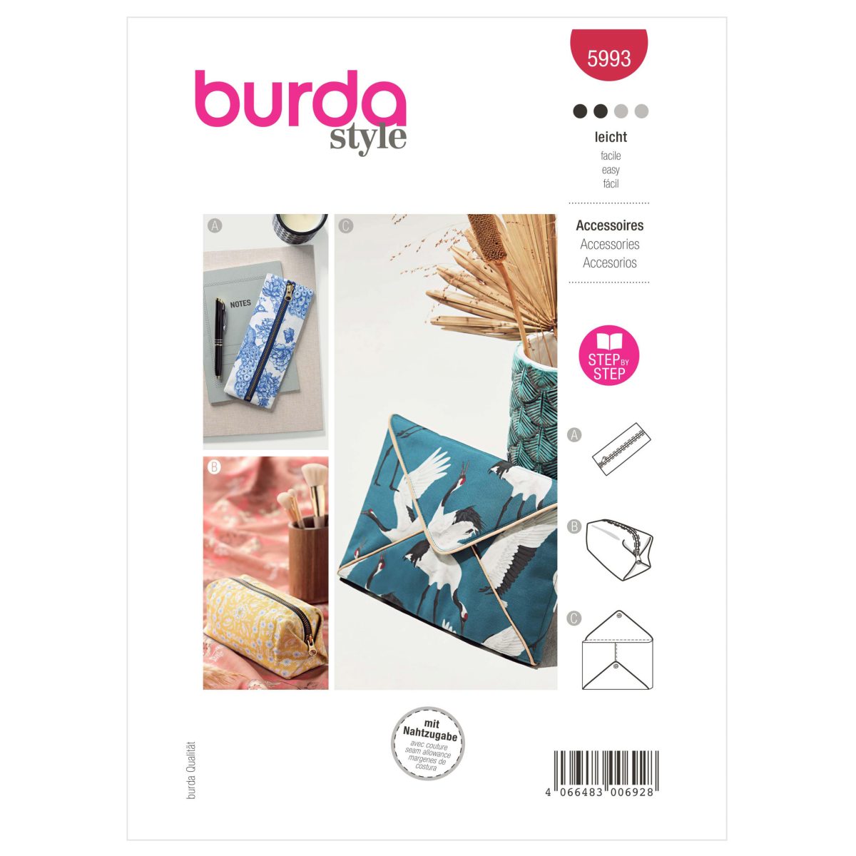 Burda Style Pattern 5993 Pencil Case, Pochette, Clutch Bag